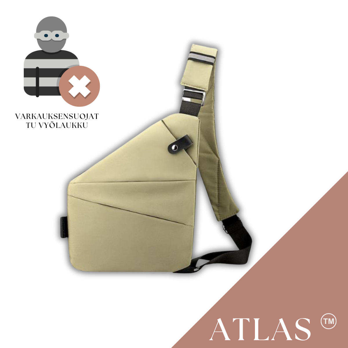 ATLAS™ | Älykäs ja Tyylikäs Varkauksensuojattu Olkalaukku Jokaiselle Seikkailijalle